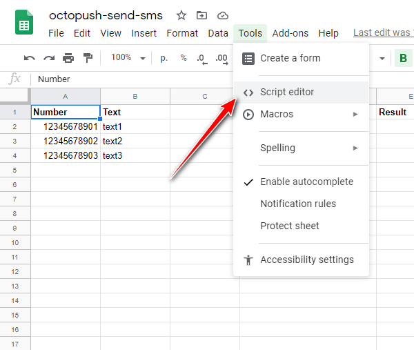 send sms google sheet 7