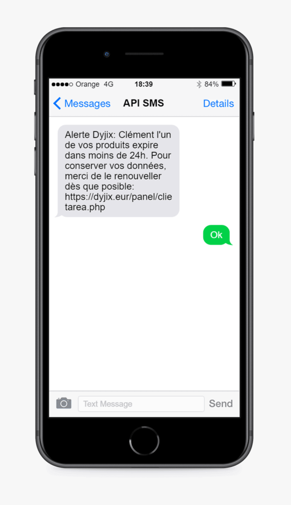 alerte Dyjix sms