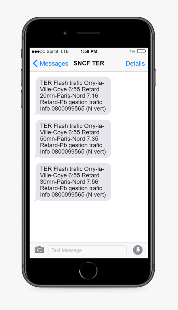 alerte sms SNCF TER