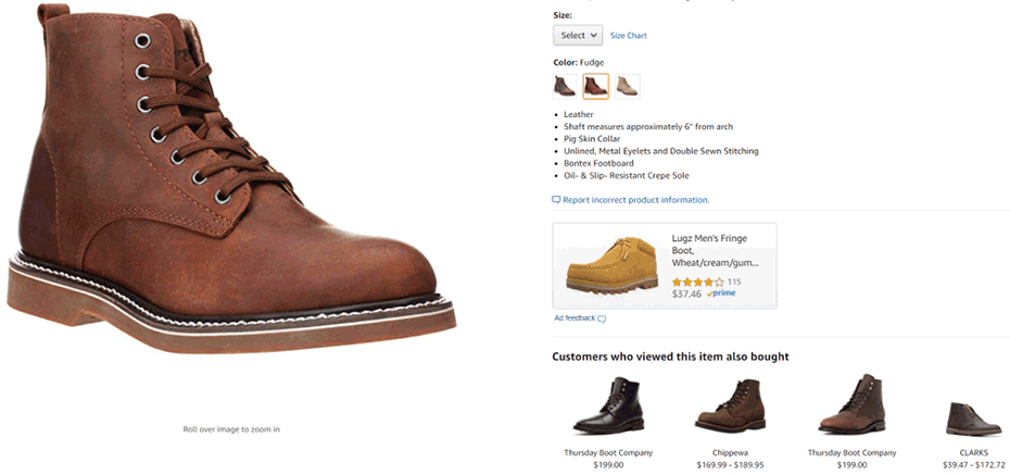 example of selling boots and accessories Amazon